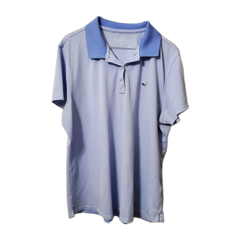 Vineyard Vines Shirt Mens XL Polo Short Sleeve Lightweight Casual Blue White
